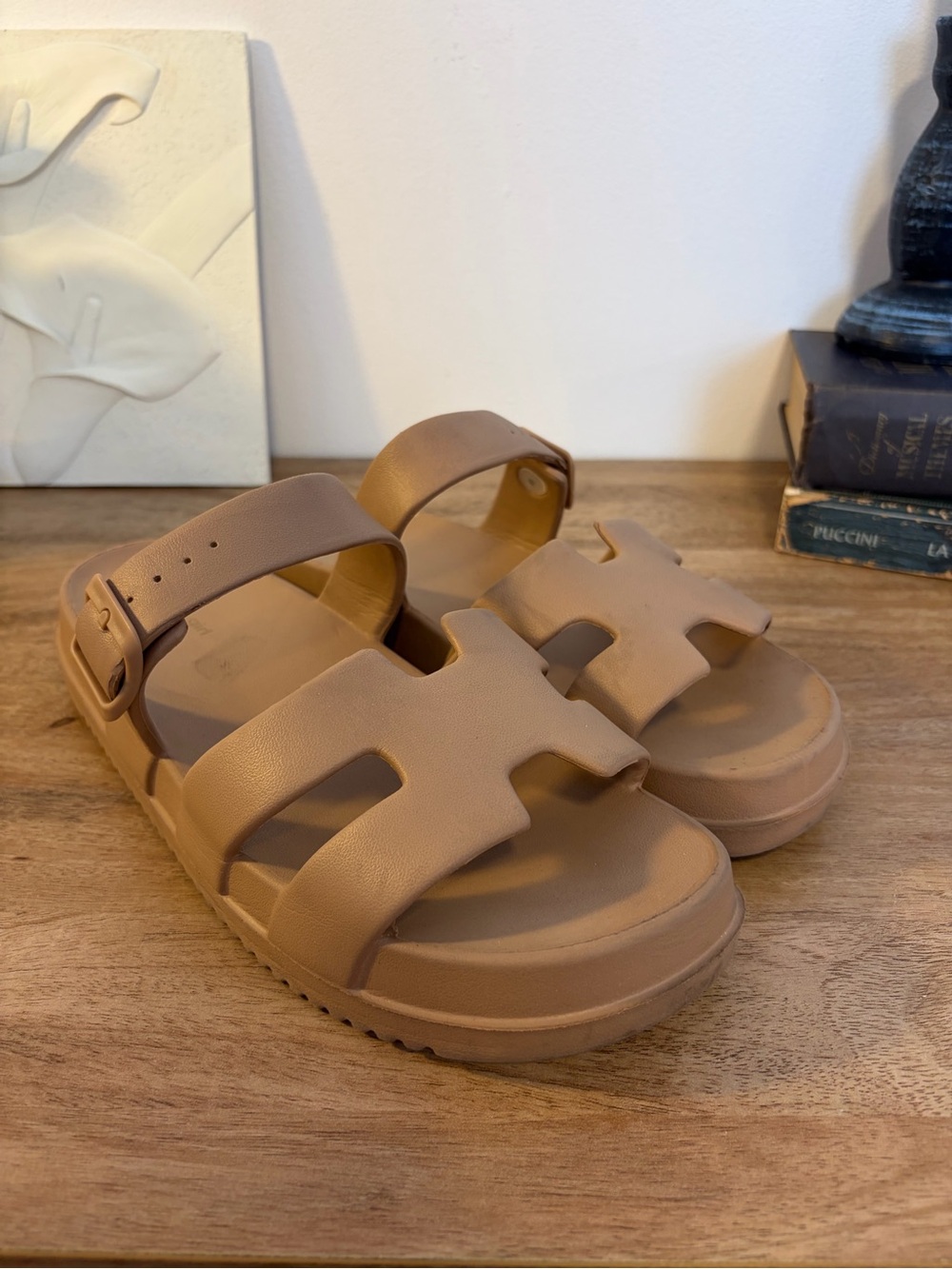 Madden Girl Tan Platform Slide Sandals